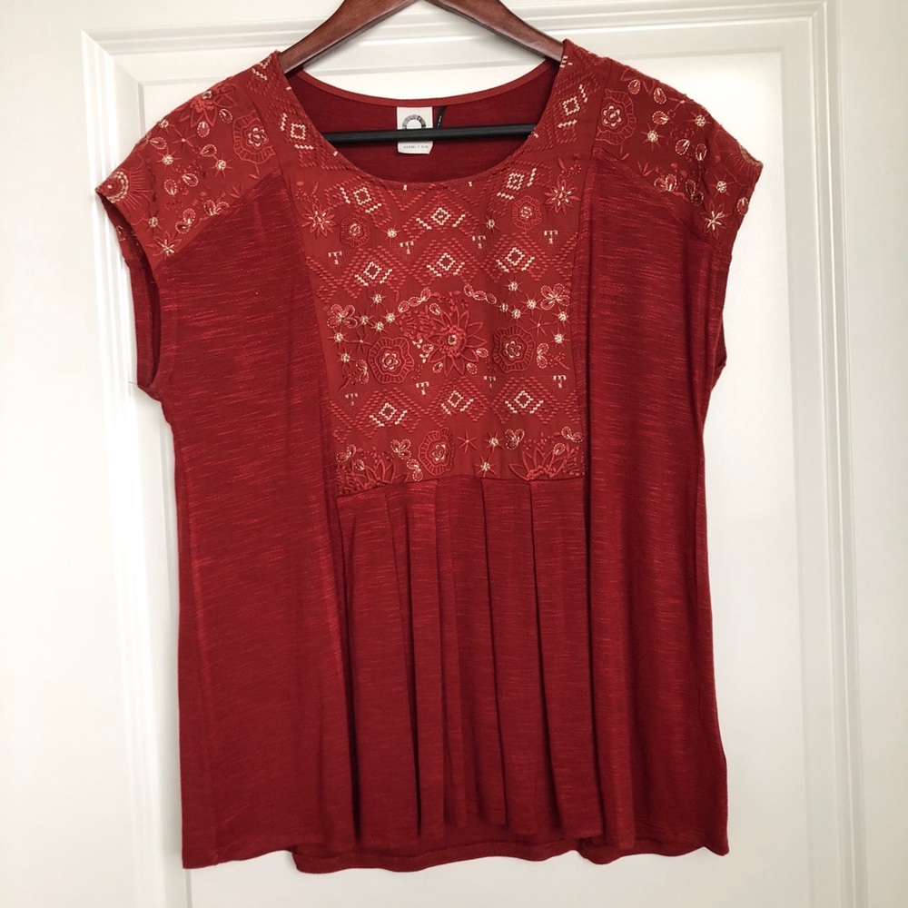 Anthropologie Embroidered Tee